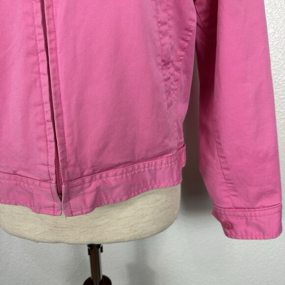 Vintage Ralph Lauren Sport Harrington Jacket Women Medium Pink Zip-Up Twill Pony - Picture 5 of 12